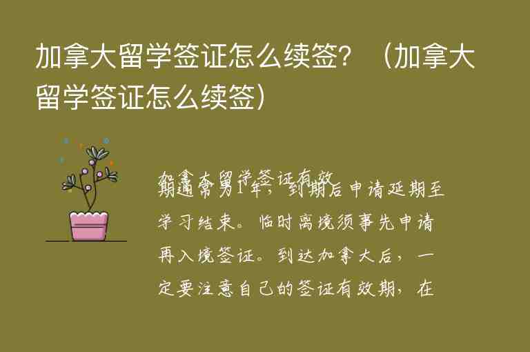 加拿大留學簽證怎么續(xù)簽？（加拿大留學簽證怎么續(xù)簽）