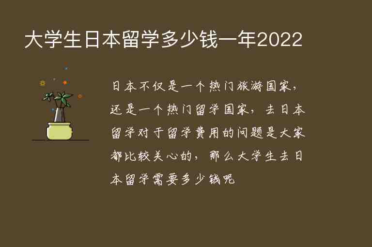 大學(xué)生日本留學(xué)多少錢一年2022