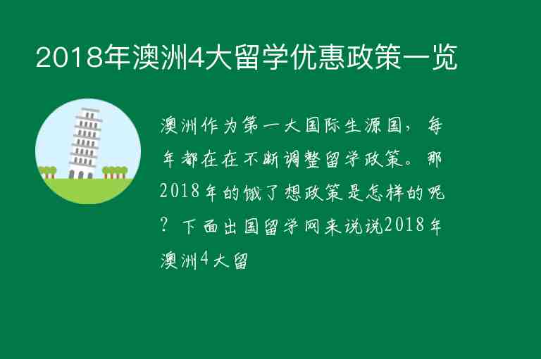 2018年澳洲4大留學(xué)優(yōu)惠政策一覽