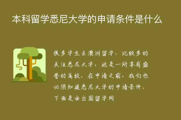 本科留學悉尼大學的申請條件是什么