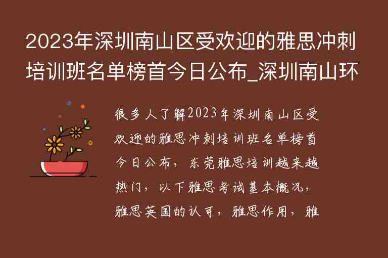 2023年深圳南山區(qū)受歡迎的雅思沖刺培訓班名單榜首今日公布_深圳南山環(huán)球雅思