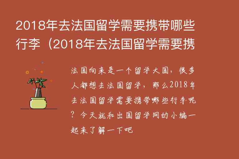 2018年去法國留學需要攜帶哪些行李（2018年去法國留學需要攜帶哪些行李呢）