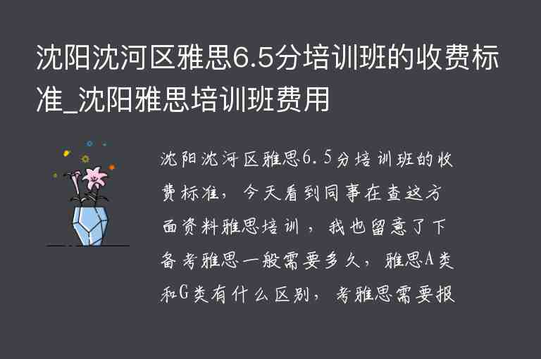 沈陽沈河區(qū)雅思6.5分培訓班的收費標準_沈陽雅思培訓班費用