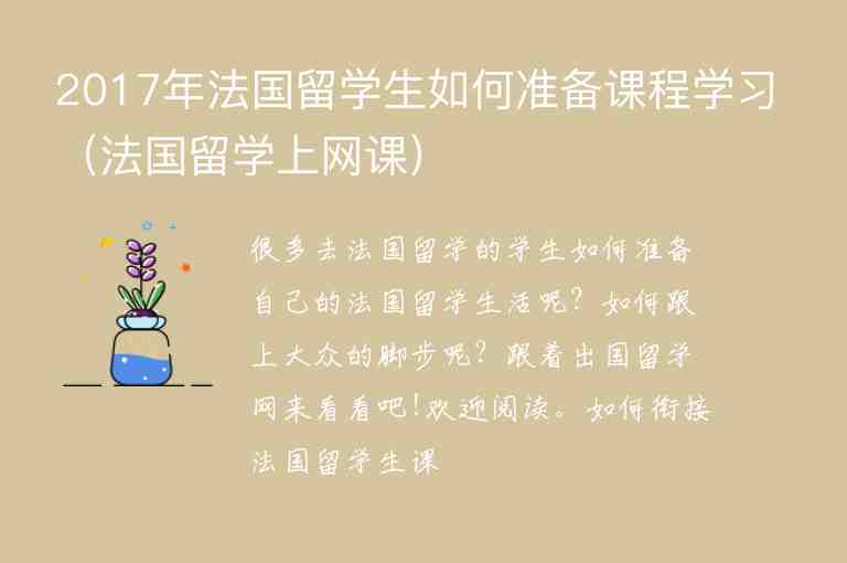 2017年法國留學(xué)生如何準(zhǔn)備課程學(xué)習(xí)（法國留學(xué)上網(wǎng)課）