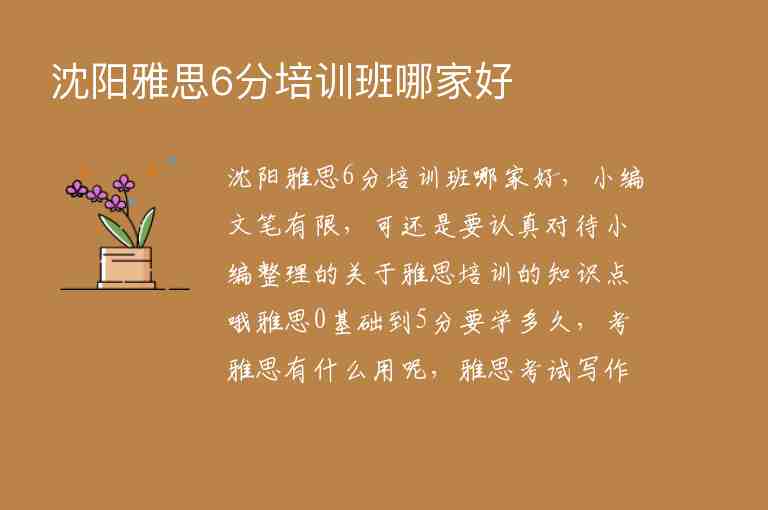 沈陽(yáng)雅思6分培訓(xùn)班哪家好