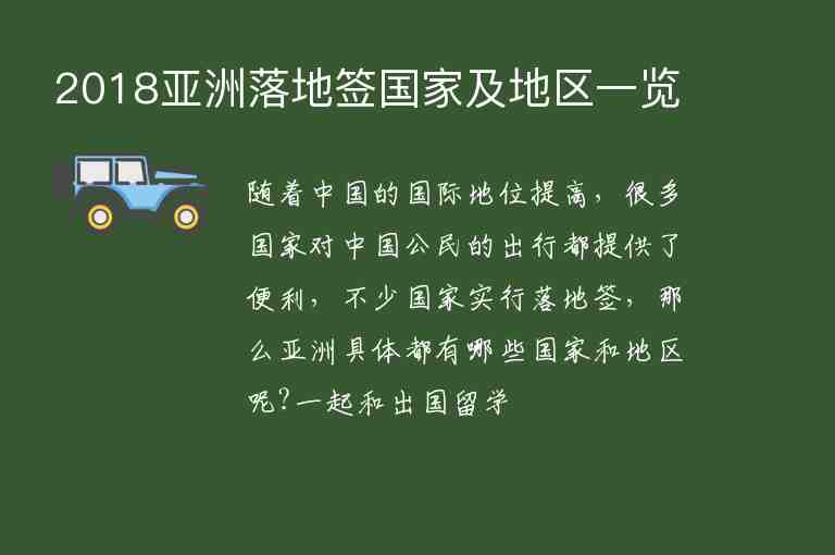 2018亞洲落地簽國家及地區(qū)一覽