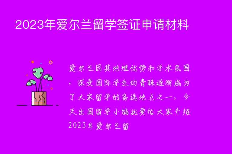 2023年愛爾蘭留學簽證申請材料