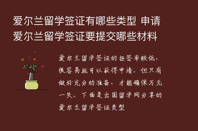 愛爾蘭留學(xué)簽證有哪些類型 申請(qǐng)愛爾蘭留學(xué)簽證要提交哪些材料