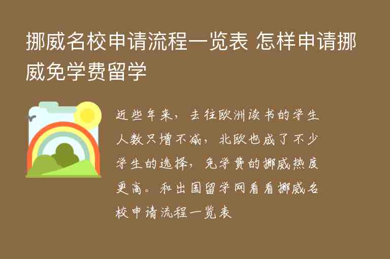 挪威名校申請(qǐng)流程一覽表 怎樣申請(qǐng)挪威免學(xué)費(fèi)留學(xué)