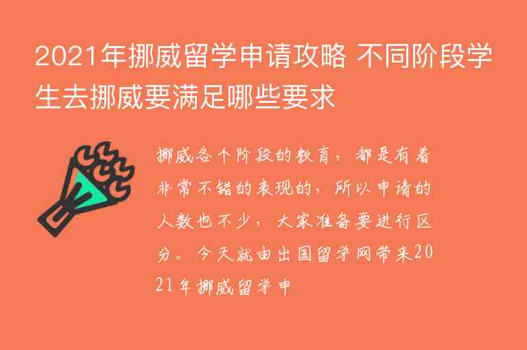 2021年挪威留學(xué)申請攻略 不同階段學(xué)生去挪威要滿足哪些要求