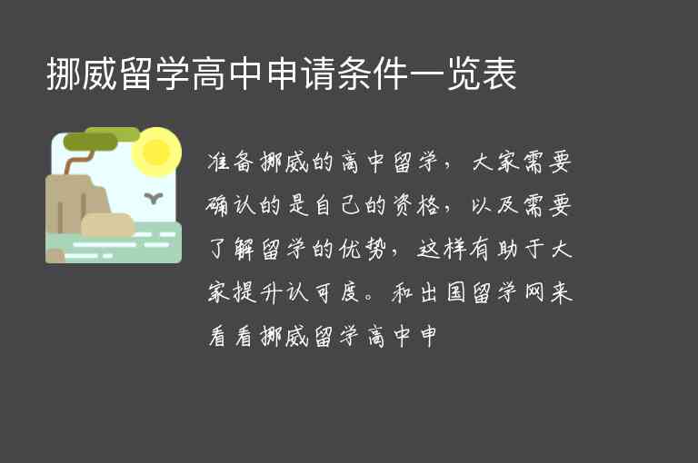 挪威留學(xué)高中申請(qǐng)條件一覽表