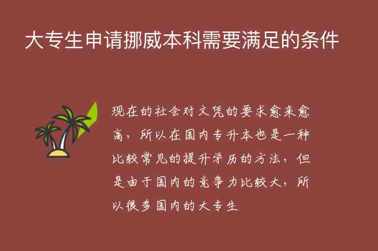 大專生申請(qǐng)挪威本科需要滿足的條件