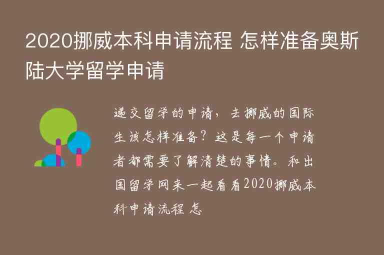 2020挪威本科申請流程 怎樣準備奧斯陸大學留學申請