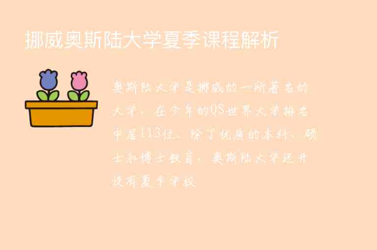 挪威奧斯陸大學(xué)夏季課程解析