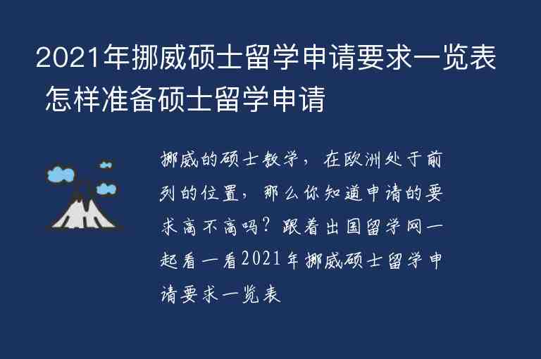 2021年挪威碩士留學(xué)申請(qǐng)要求一覽表 怎樣準(zhǔn)備碩士留學(xué)申請(qǐng)