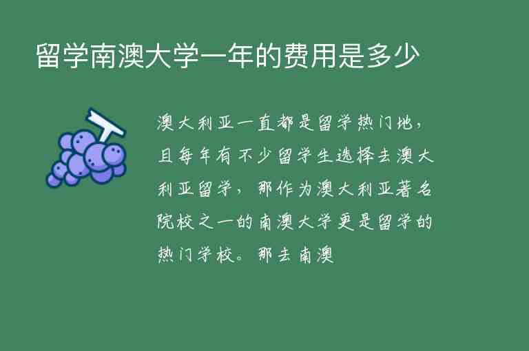 留學(xué)南澳大學(xué)一年的費(fèi)用是多少