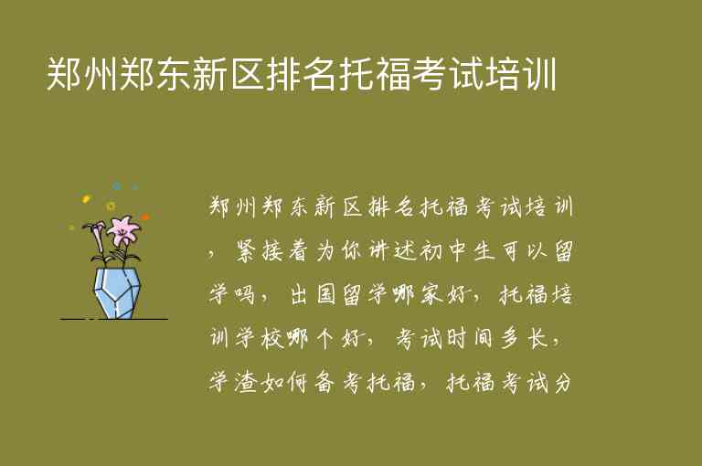 鄭州鄭東新區(qū)排名托福考試培訓(xùn)