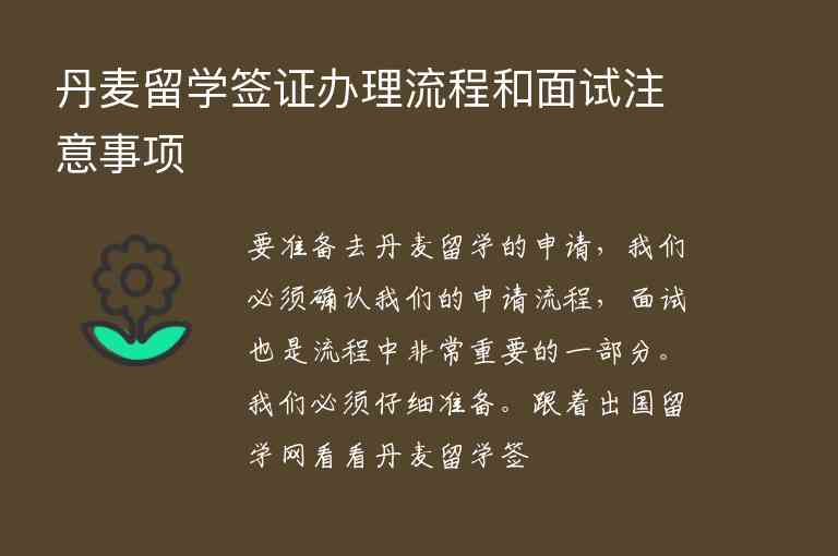 丹麥留學(xué)簽證辦理流程和面試注意事項(xiàng)