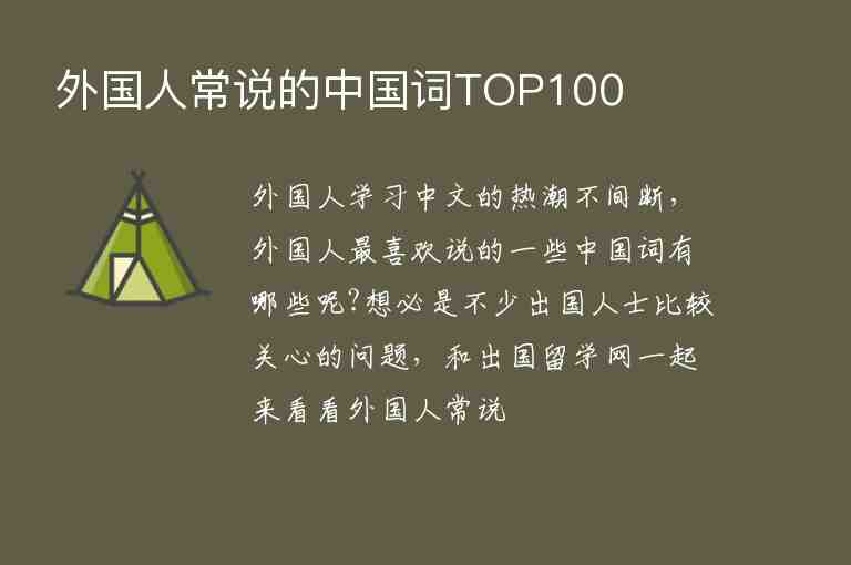 外國人常說的中國詞TOP100