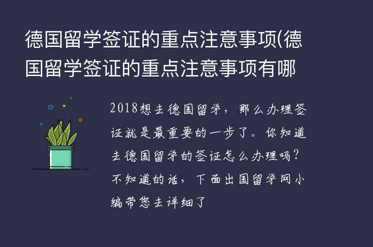 德國留學(xué)簽證的重點注意事項(德國留學(xué)簽證的重點注意事項有哪些)