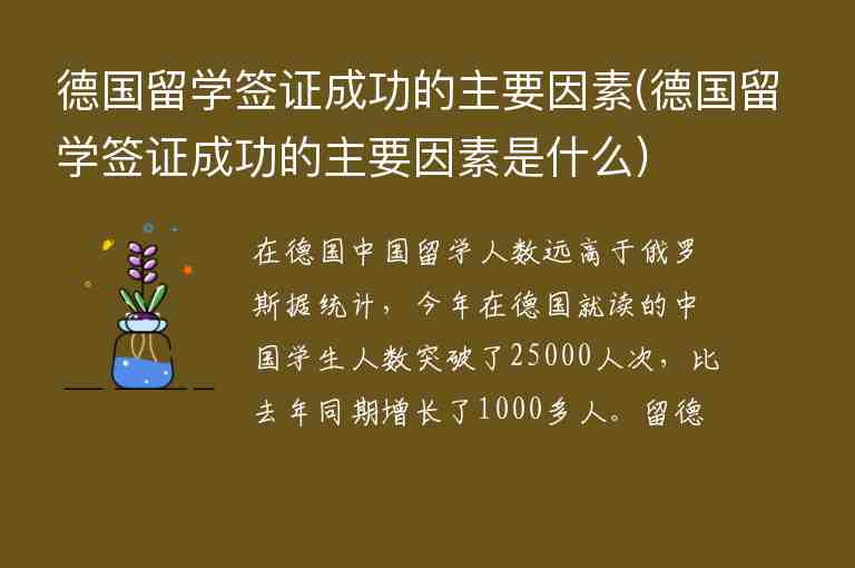 德國留學簽證成功的主要因素(德國留學簽證成功的主要因素是什么)