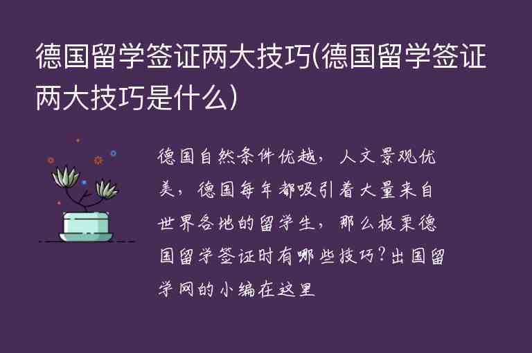 德國(guó)留學(xué)簽證兩大技巧(德國(guó)留學(xué)簽證兩大技巧是什么)