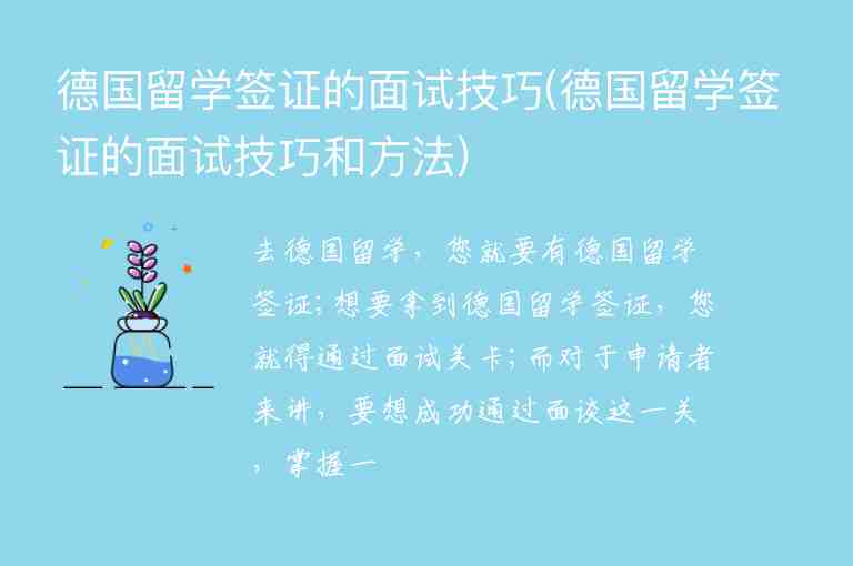 德國留學簽證的面試技巧(德國留學簽證的面試技巧和方法)