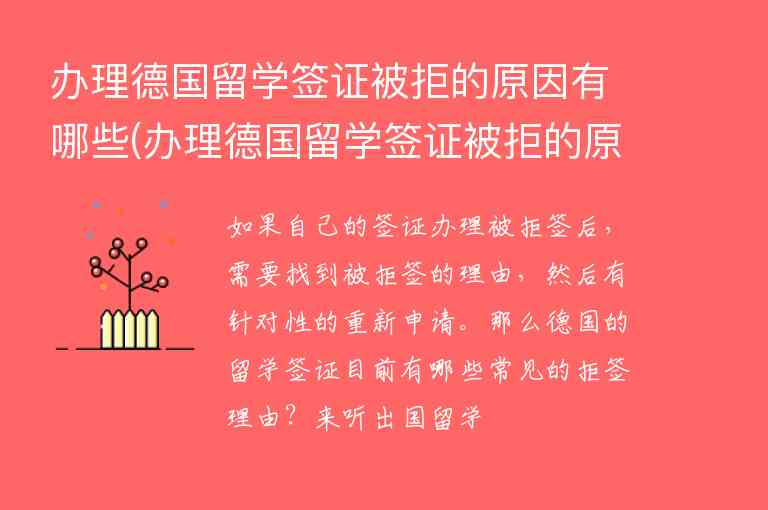 辦理德國留學簽證被拒的原因有哪些(辦理德國留學簽證被拒的原因有哪些呢)