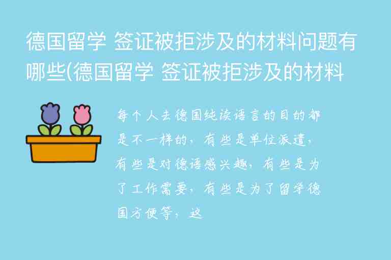 德國留學 簽證被拒涉及的材料問題有哪些(德國留學 簽證被拒涉及的材料問題有哪些呢)