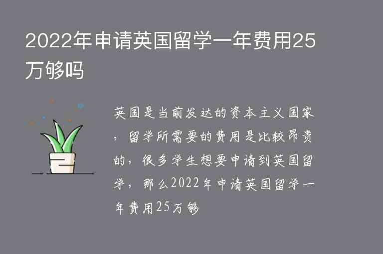 2022年申請(qǐng)英國(guó)留學(xué)一年費(fèi)用25萬(wàn)夠嗎