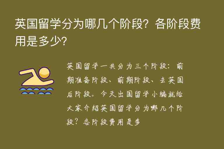 英國留學(xué)分為哪幾個階段？各階段費(fèi)用是多少？