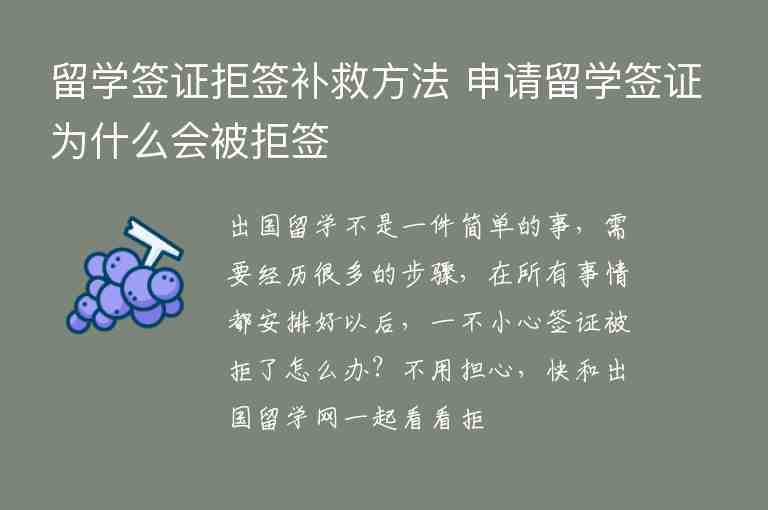 留學簽證拒簽補救方法 申請留學簽證為什么會被拒簽