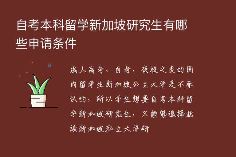 自考本科留學(xué)新加坡研究生有哪些申請條件