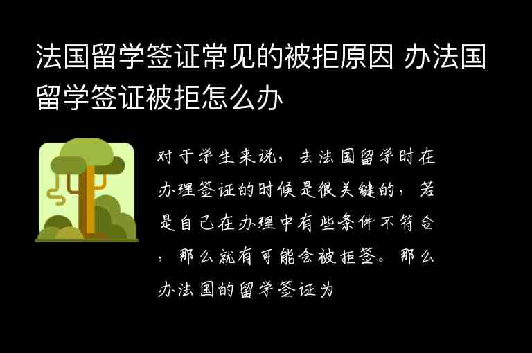 法國留學(xué)簽證常見的被拒原因 辦法國留學(xué)簽證被拒怎么辦