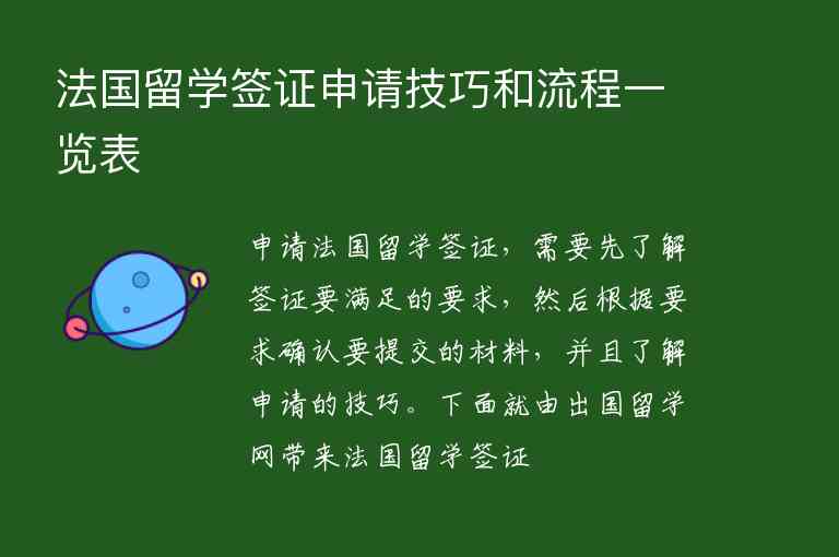 法國留學(xué)簽證申請(qǐng)技巧和流程一覽表