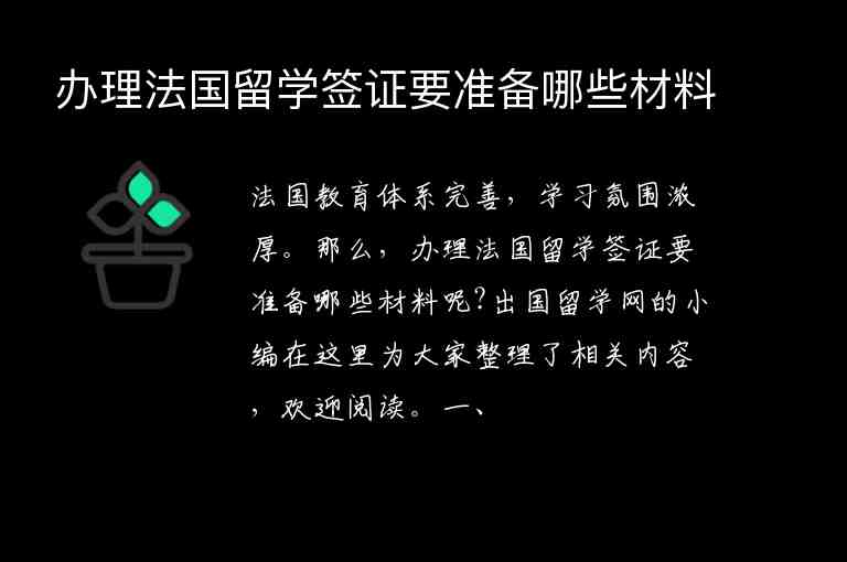 辦理法國留學簽證要準備哪些材料