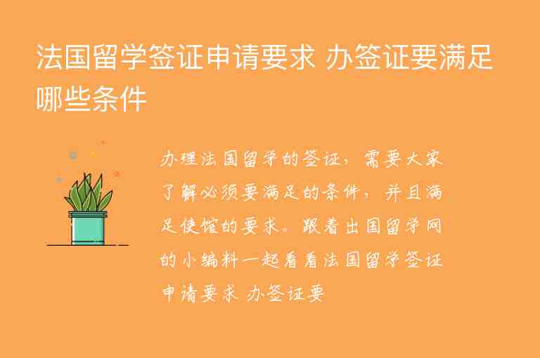 法國(guó)留學(xué)簽證申請(qǐng)要求 辦簽證要滿足哪些條件