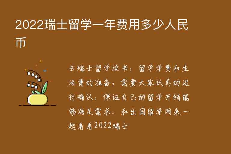 2022瑞士留學(xué)一年費用多少人民幣