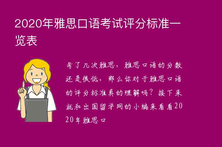 2020年雅思口語考試評分標準一覽表