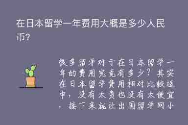 在日本留學(xué)一年費用大概是多少人民幣？