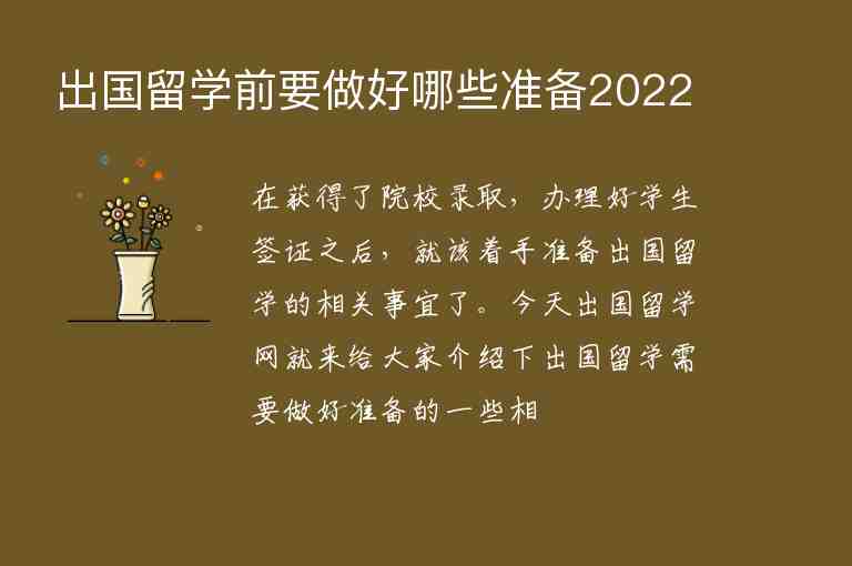 出國留學(xué)前要做好哪些準(zhǔn)備2022