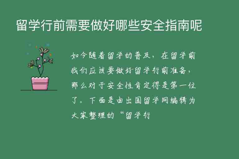 留學行前需要做好哪些安全指南呢