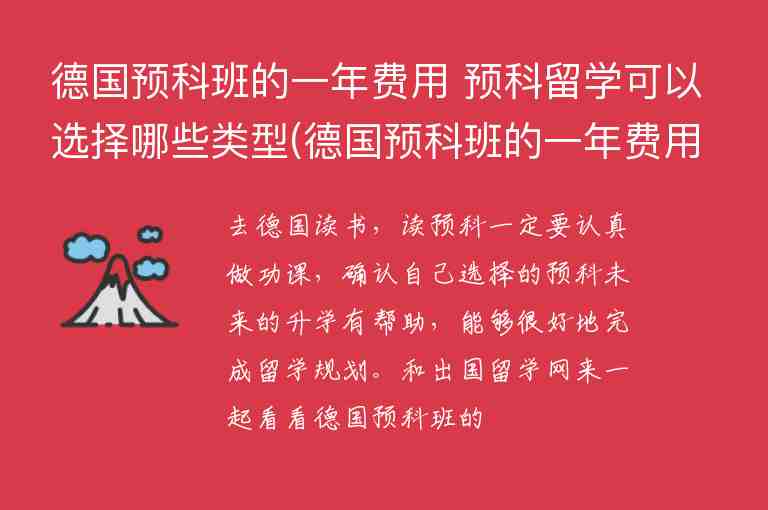 德國預科班的一年費用 預科留學可以選擇哪些類型(德國預科班的一年費用?)