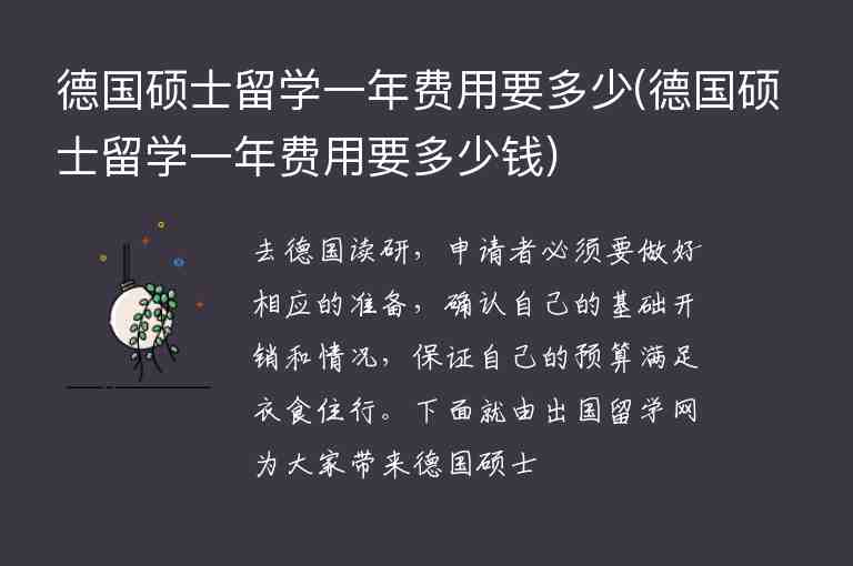 德國(guó)碩士留學(xué)一年費(fèi)用要多少(德國(guó)碩士留學(xué)一年費(fèi)用要多少錢)