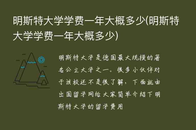 明斯特大學學費一年大概多少(明斯特大學學費一年大概多少)