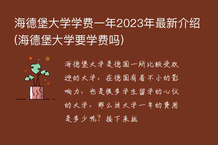 海德堡大學學費一年2023年最新介紹(海德堡大學要學費嗎)