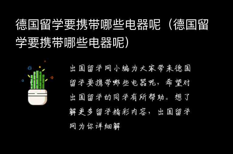 德國留學(xué)要攜帶哪些電器呢（德國留學(xué)要攜帶哪些電器呢）