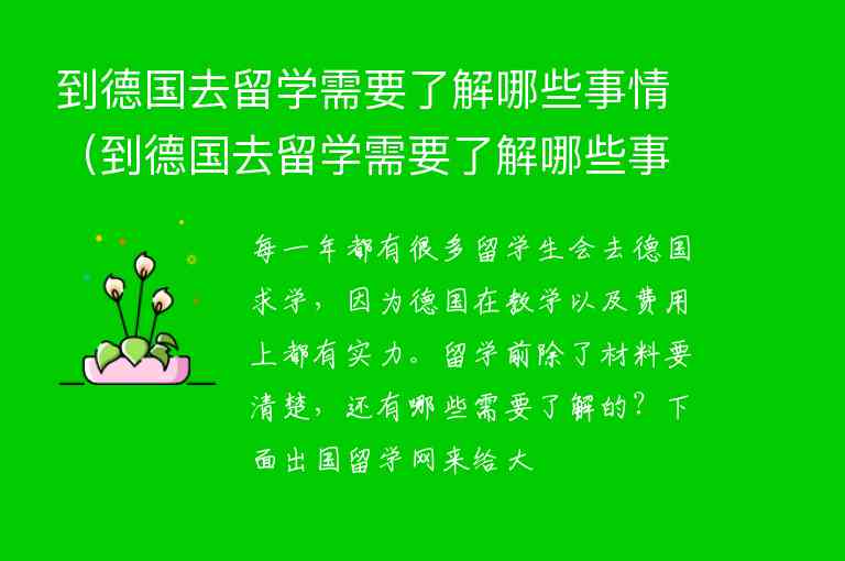 到德國去留學需要了解哪些事情（到德國去留學需要了解哪些事情英語）