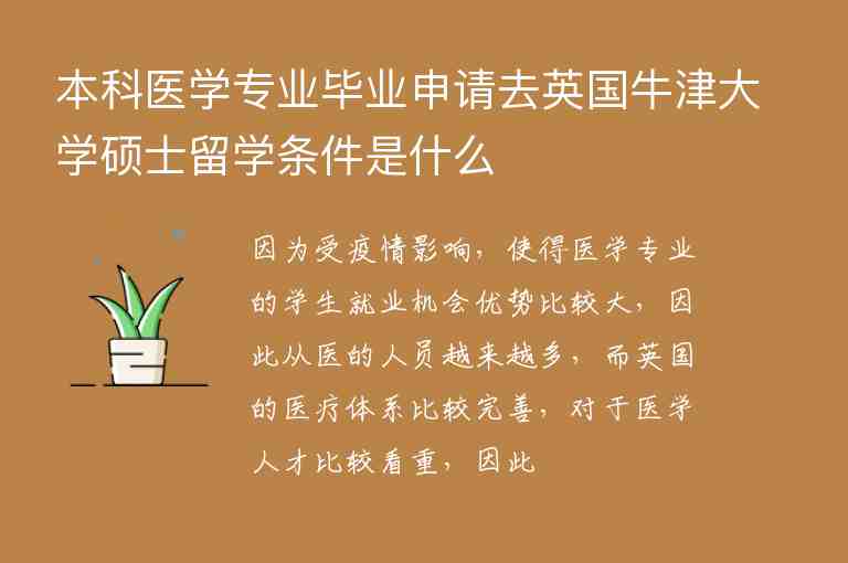 本科醫(yī)學專業(yè)畢業(yè)申請去英國牛津大學碩士留學條件是什么