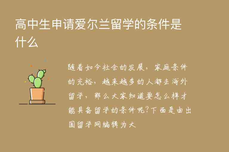 高中生申請愛爾蘭留學(xué)的條件是什么